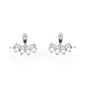 Crystal Pave Ear Jacket Earrings White Gold CZ